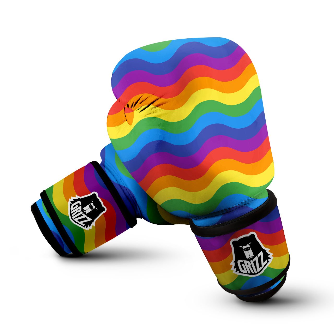 Wave Rainbow Print Pattern Boxing Gloves-grizzshop