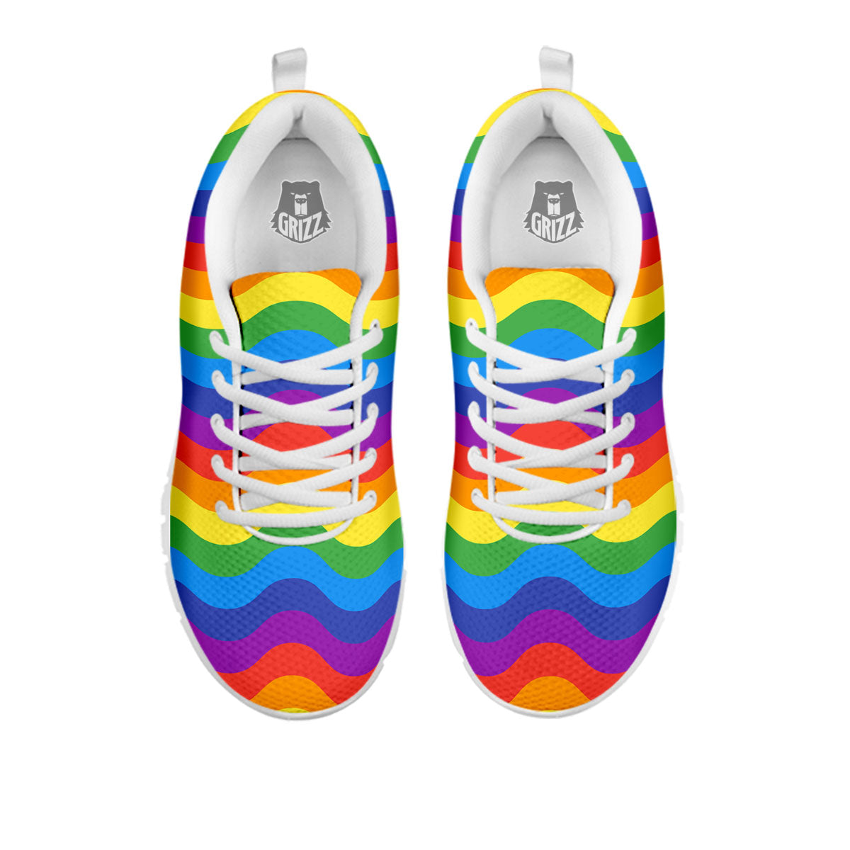 Wave Rainbow Print Pattern White Sneaker-grizzshop