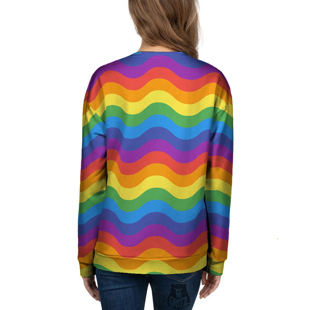 Wave Rainbow Print Pattern Women's Sweatshirt-grizzshop