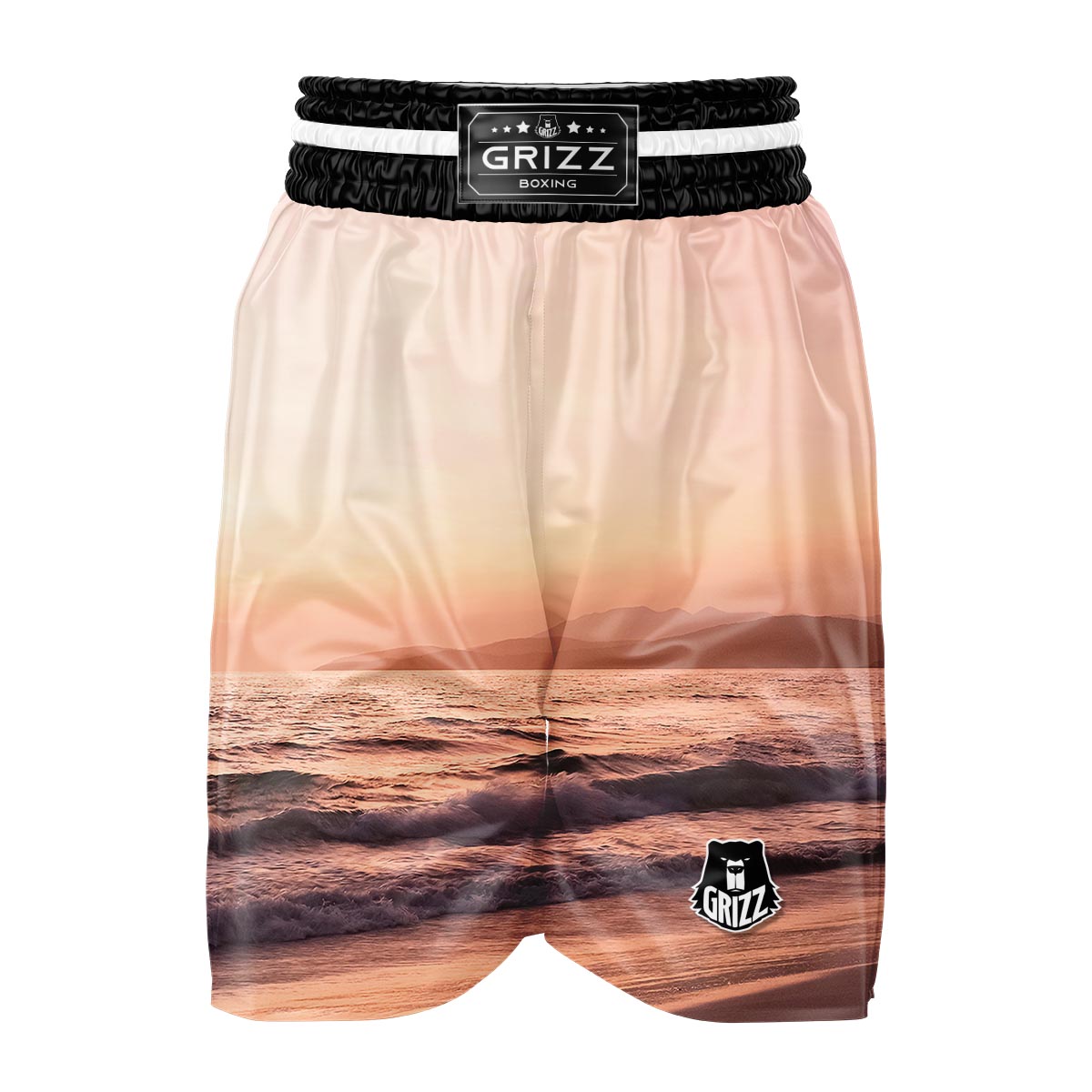 Wave Sunrise Print Boxing Shorts-grizzshop