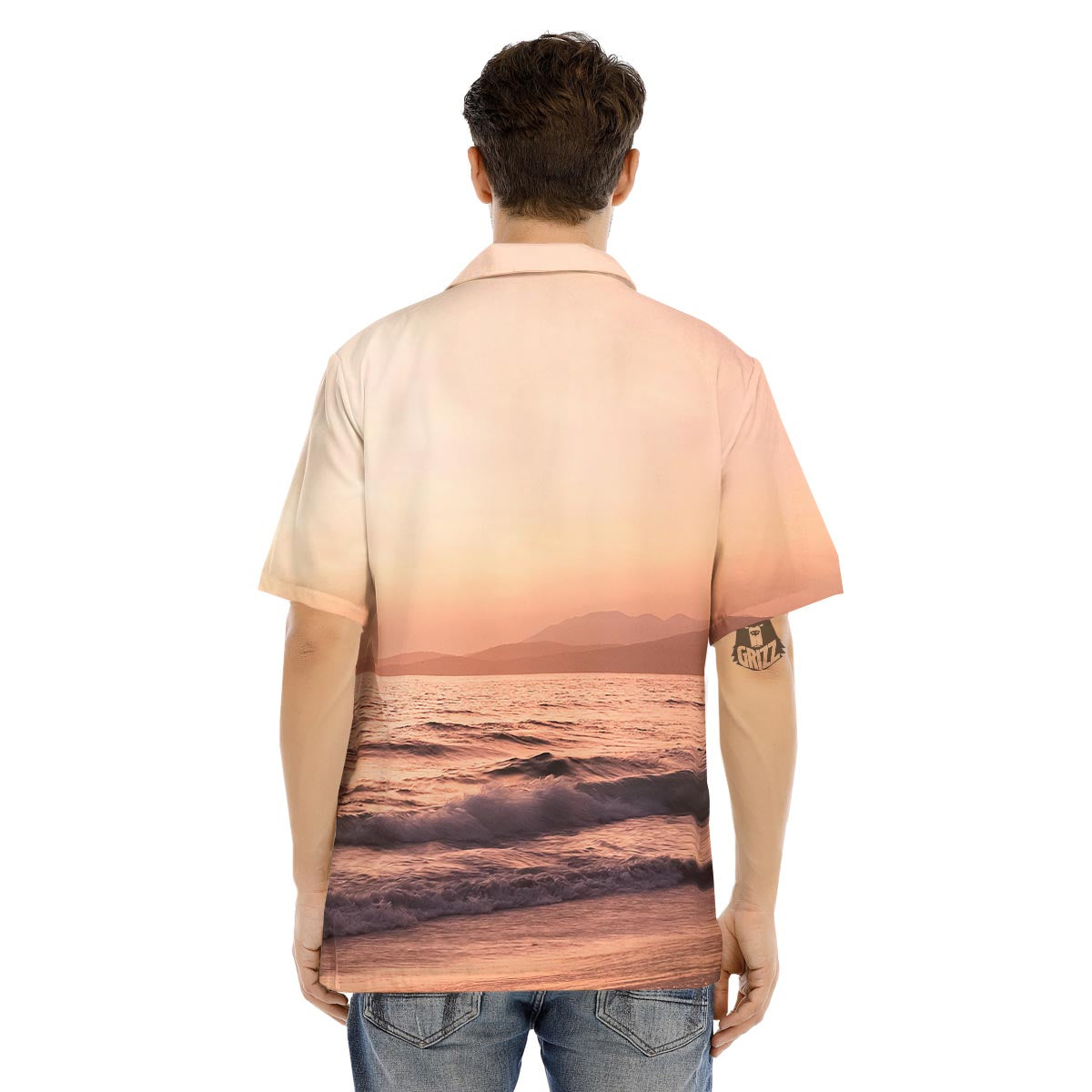 Wave Sunrise Print Men's Hawaiian Shirt-grizzshop