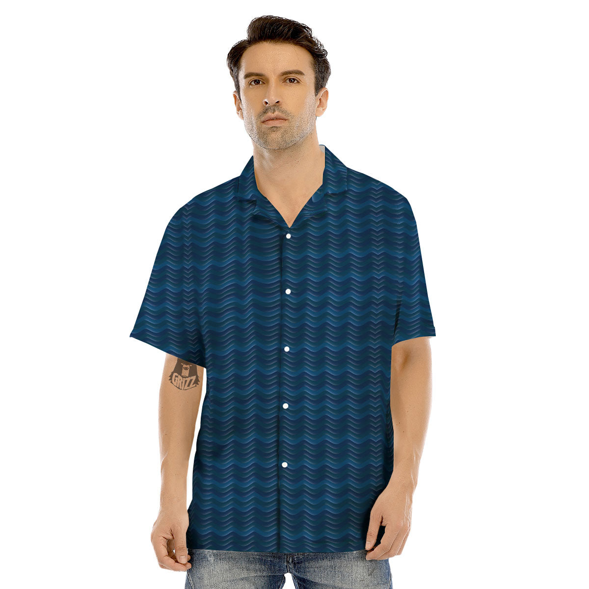 Wave Surfing Deep Sea Print Pattern Men's Hawaiian Shirt-grizzshop
