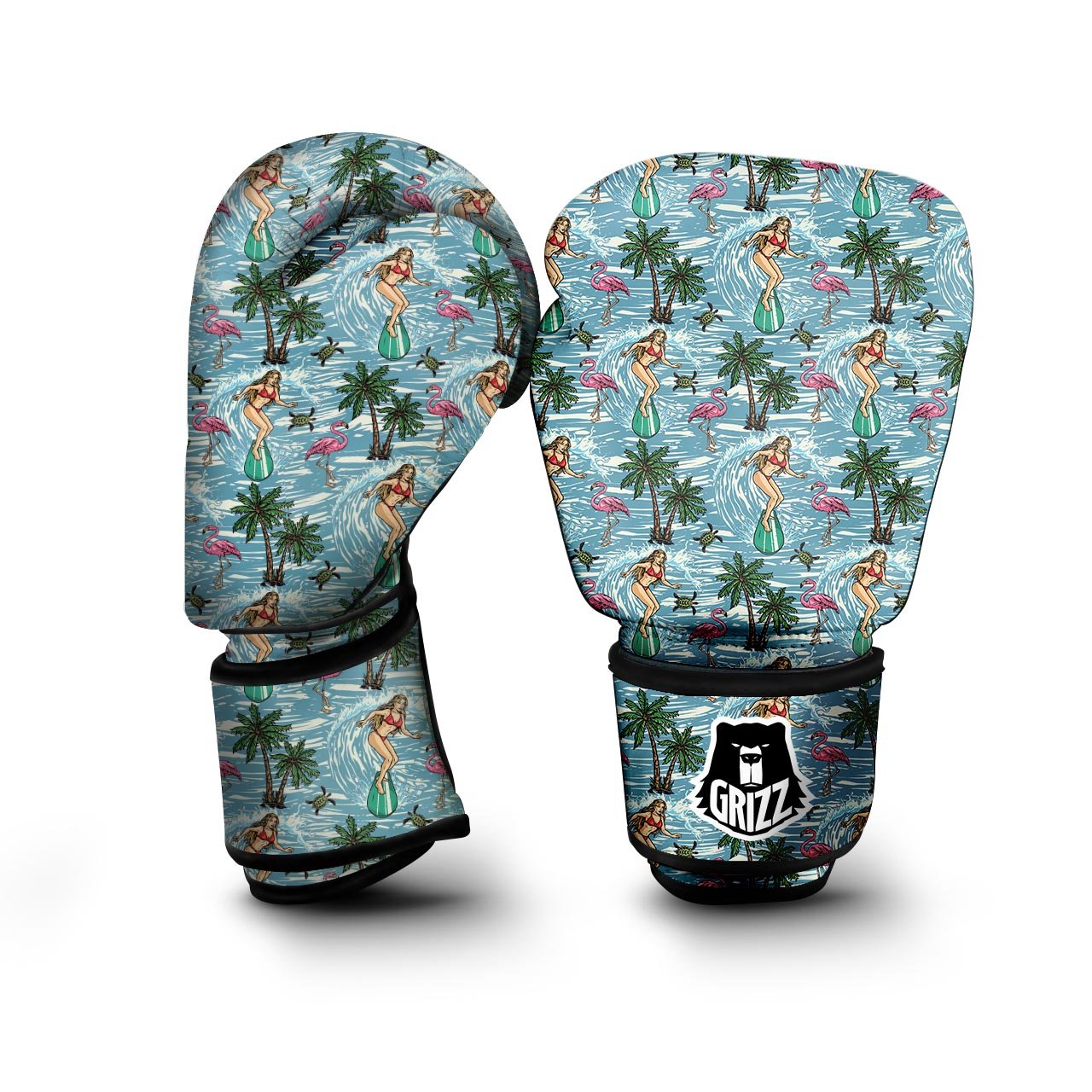 Wave Surfing Print Pattern Boxing Gloves-grizzshop