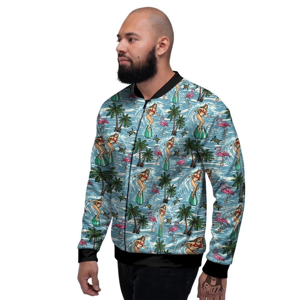 Wave Surfing Print Pattern Men's Bomber Jacket-grizzshop