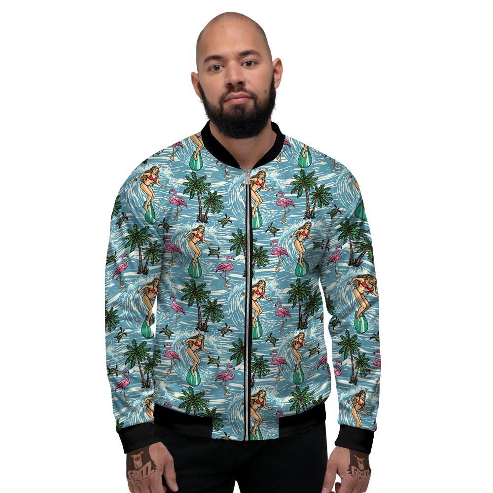 Wave Surfing Print Pattern Men's Bomber Jacket-grizzshop