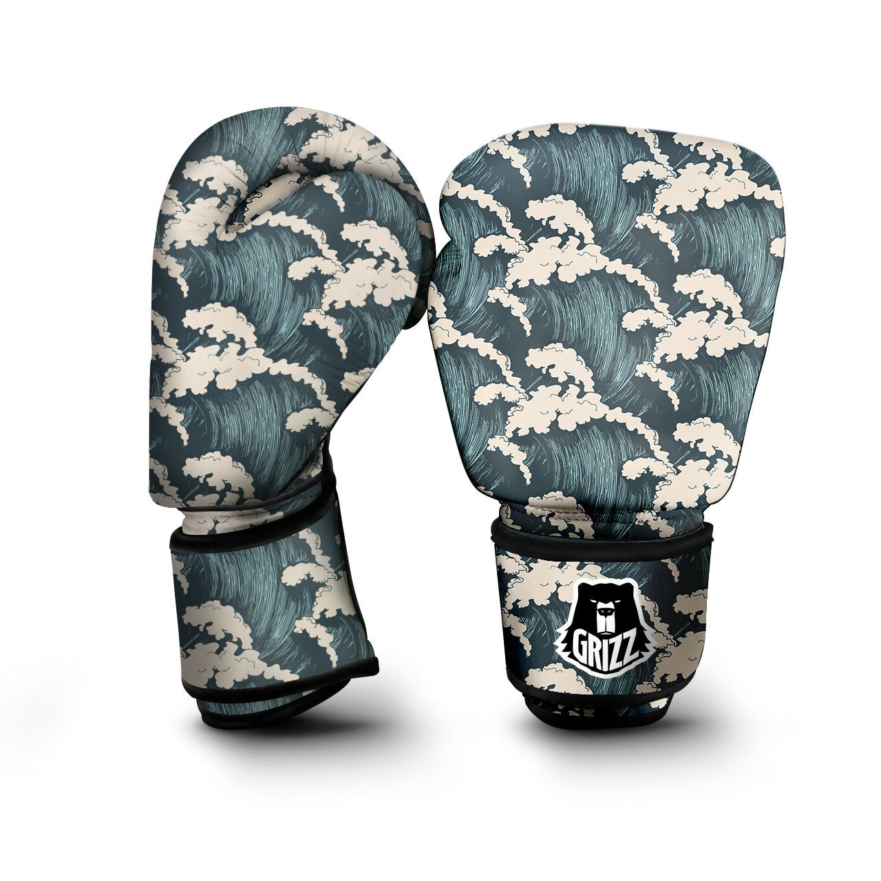 Wave Water Print Pattern Boxing Gloves-grizzshop