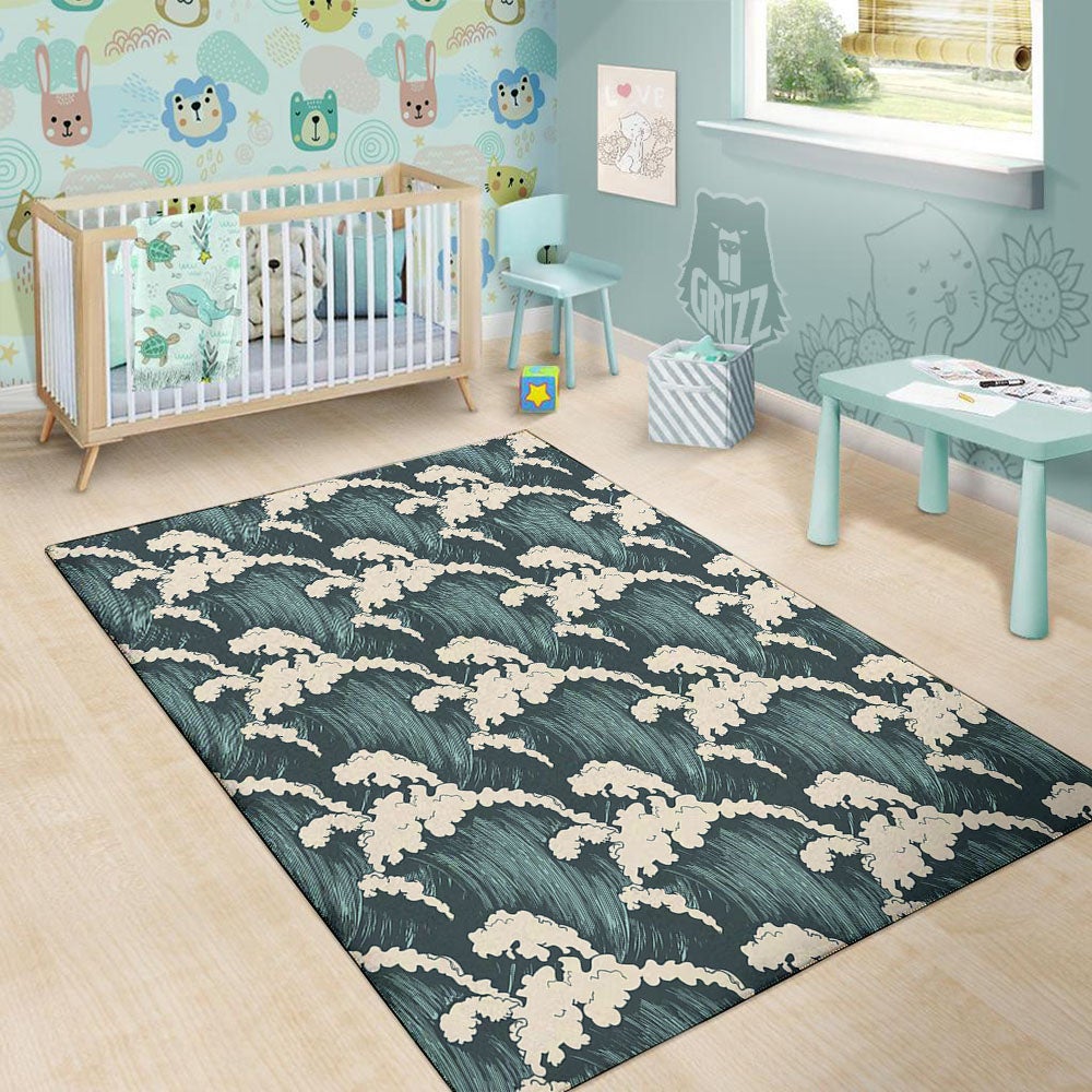 Wave Water Print Pattern Floor Mat-grizzshop