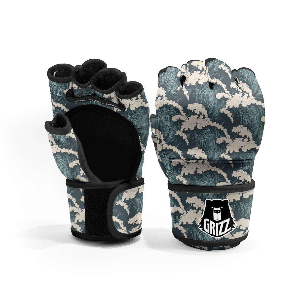 Wave Water Print Pattern MMA Gloves-grizzshop