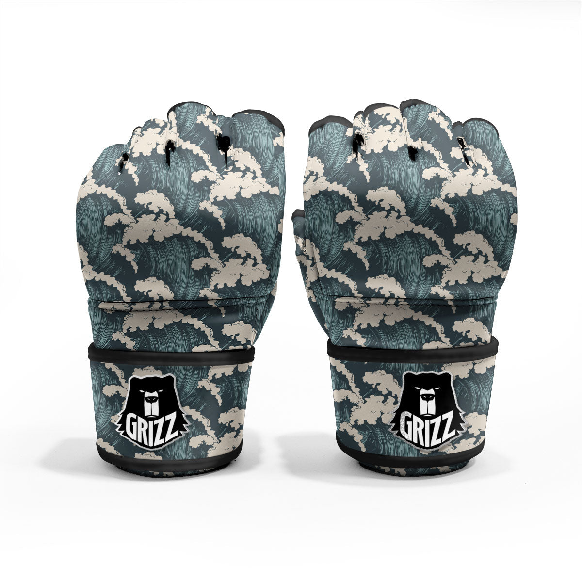 Wave Water Print Pattern MMA Gloves-grizzshop