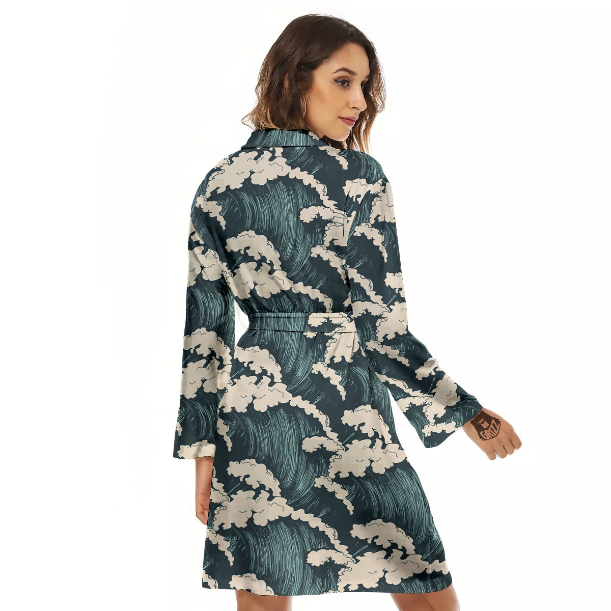 Wave Water Print Pattern Women's Robe-grizzshop