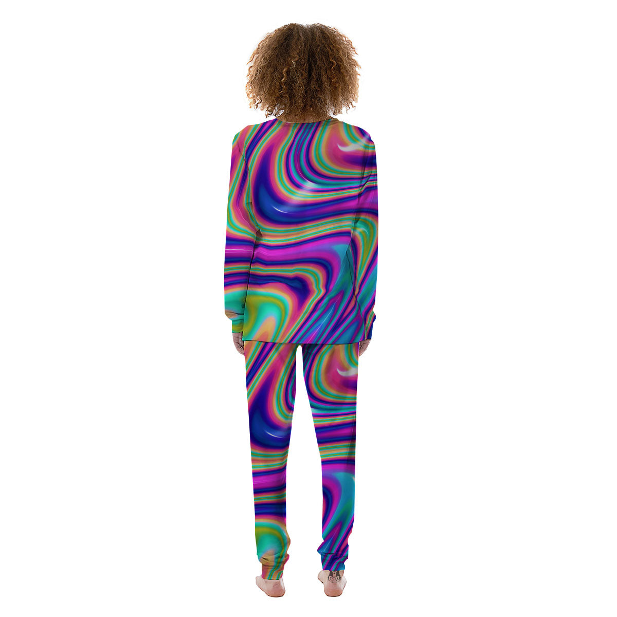 Waves Holographic Print Women's Pajamas-grizzshop