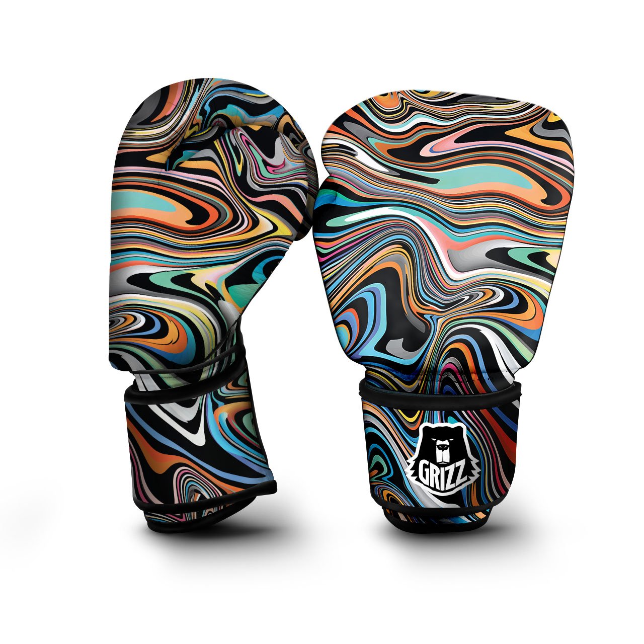 Wavy Psychedelic Print Pattern Boxing Gloves-grizzshop