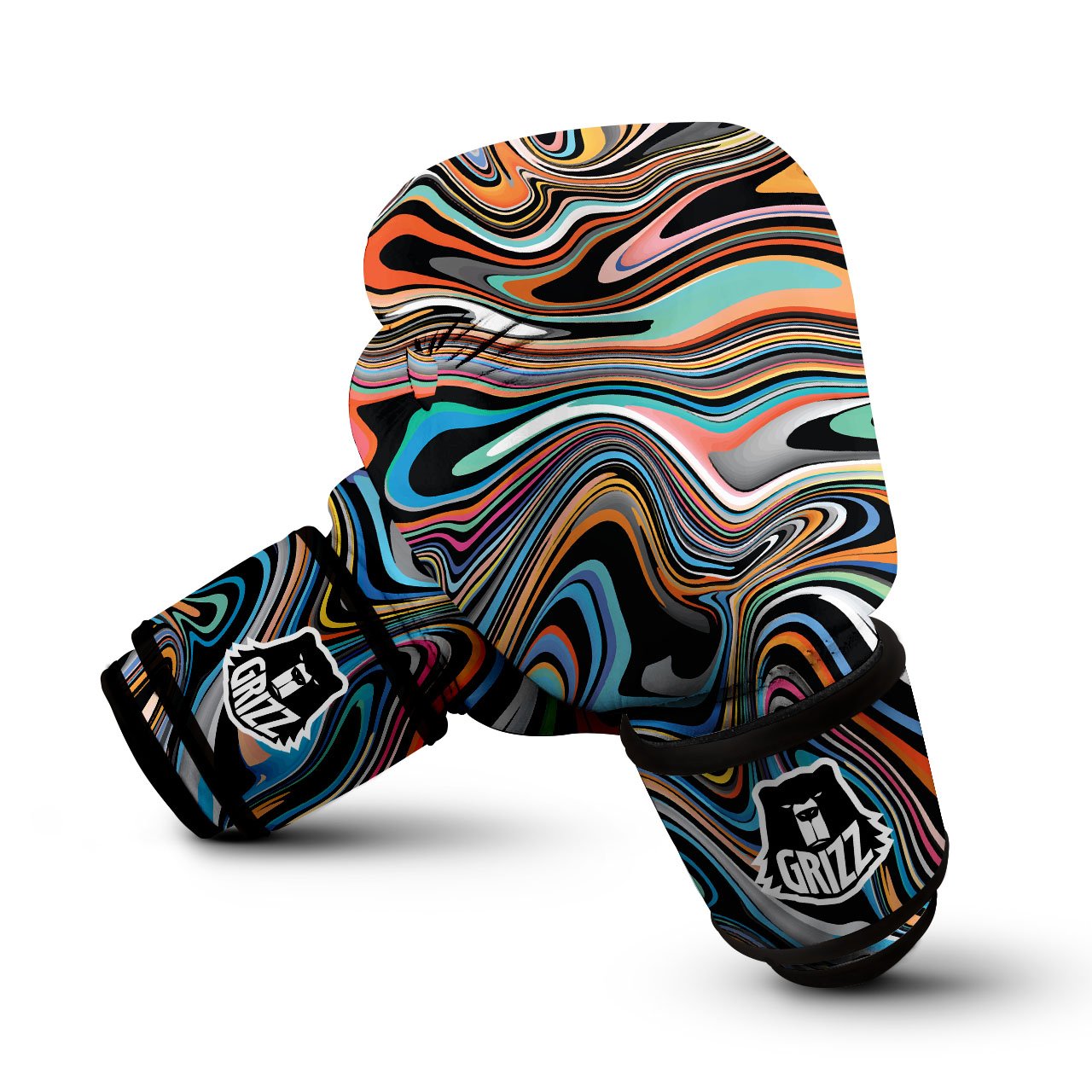 Wavy Psychedelic Print Pattern Boxing Gloves-grizzshop