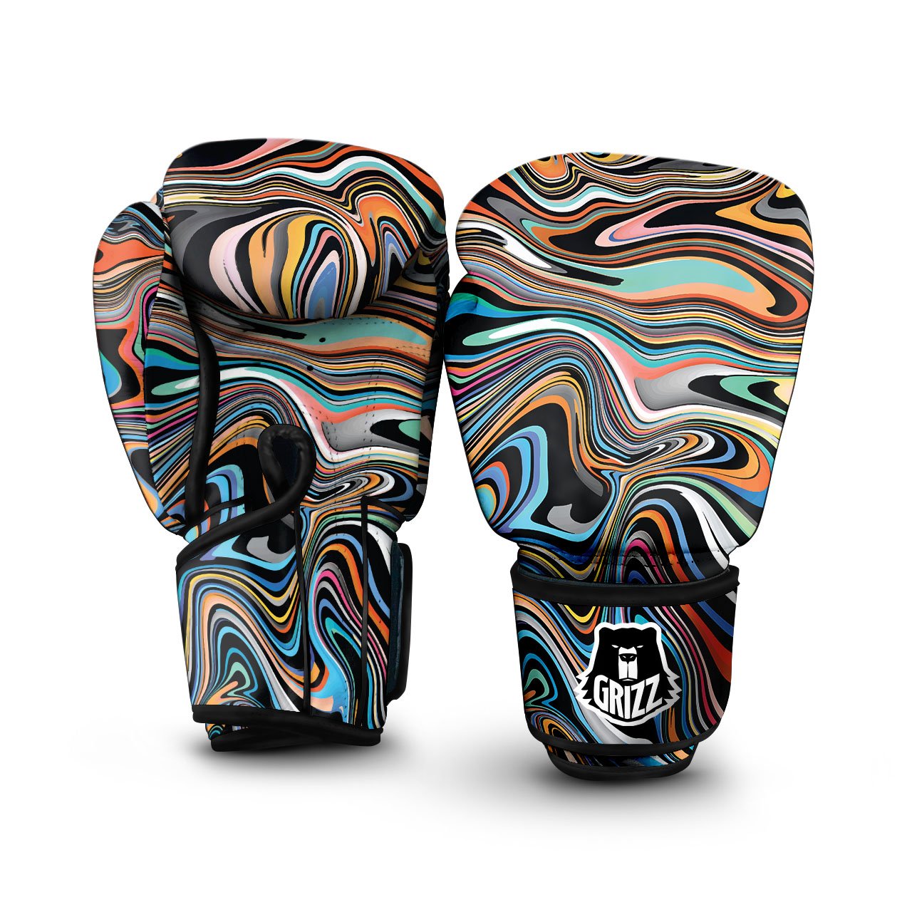 Wavy Psychedelic Print Pattern Boxing Gloves-grizzshop