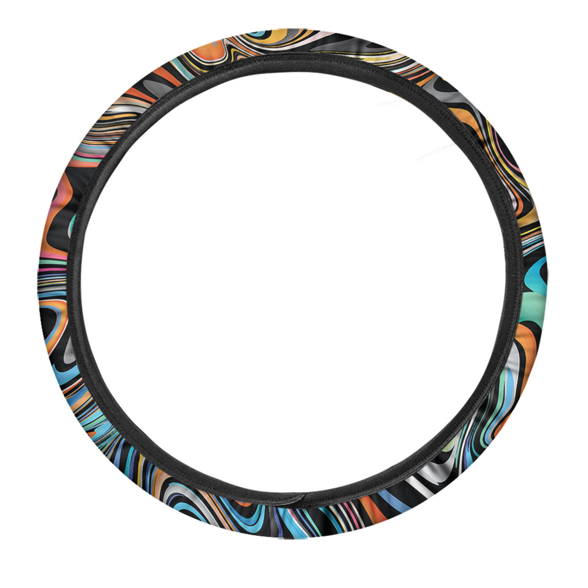 Wavy Psychedelic Print Pattern Car Steering Wheel Cover-grizzshop