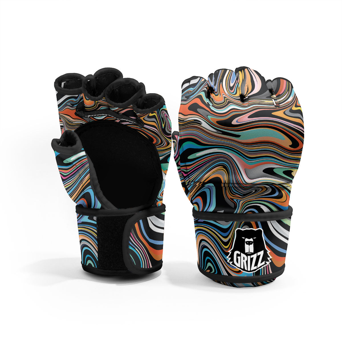 Wavy Psychedelic Print Pattern MMA Gloves-grizzshop