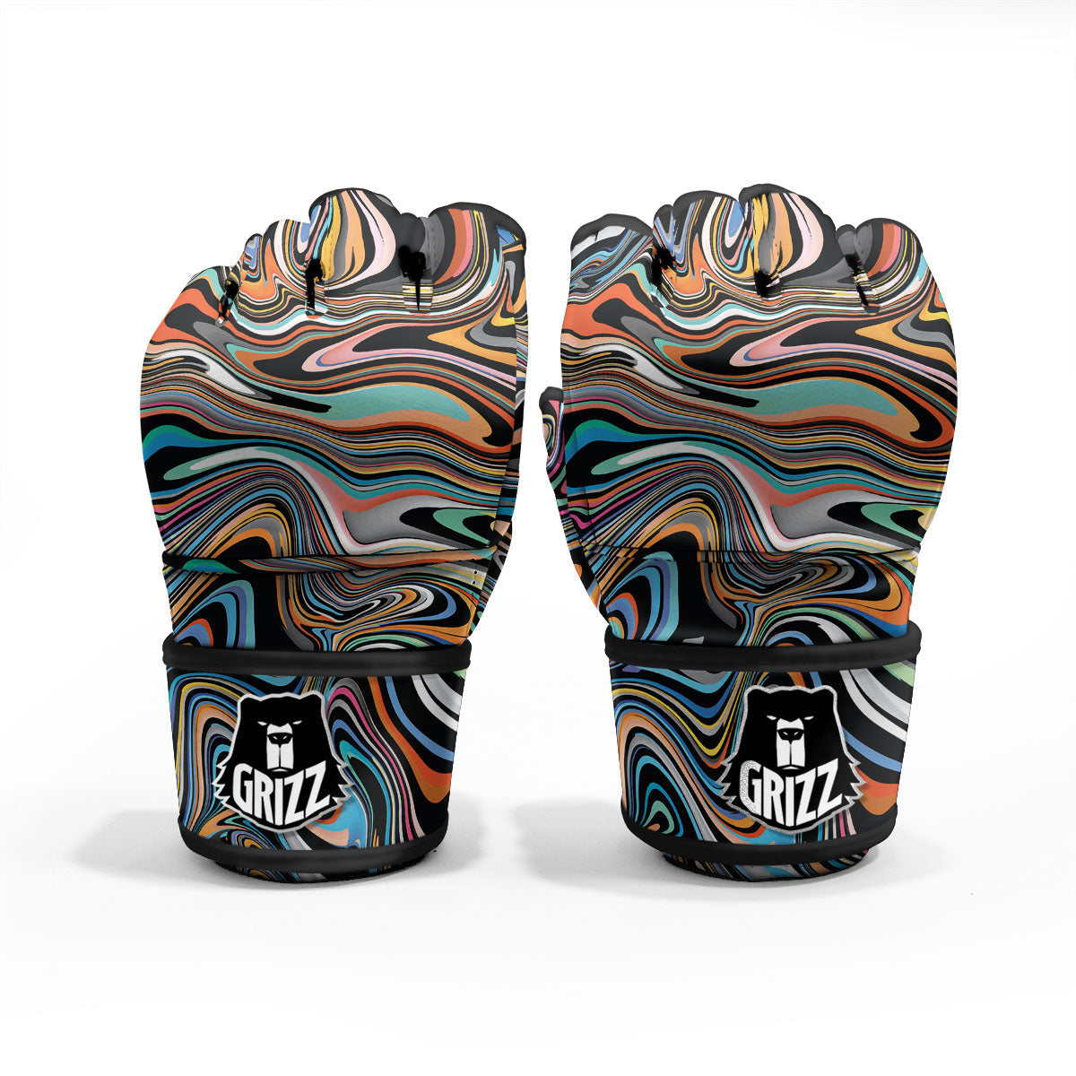 Wavy Psychedelic Print Pattern MMA Gloves-grizzshop