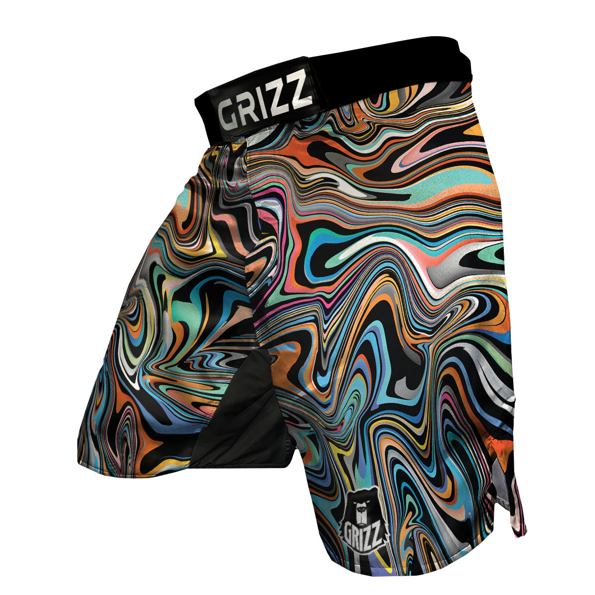 Wavy Psychedelic Print Pattern MMA Shorts-grizzshop