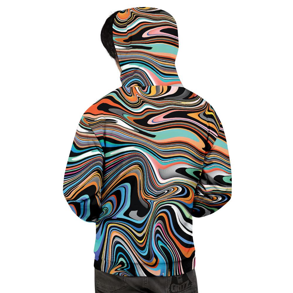 Wavy Psychedelic Print Pattern Men's Hoodie-grizzshop