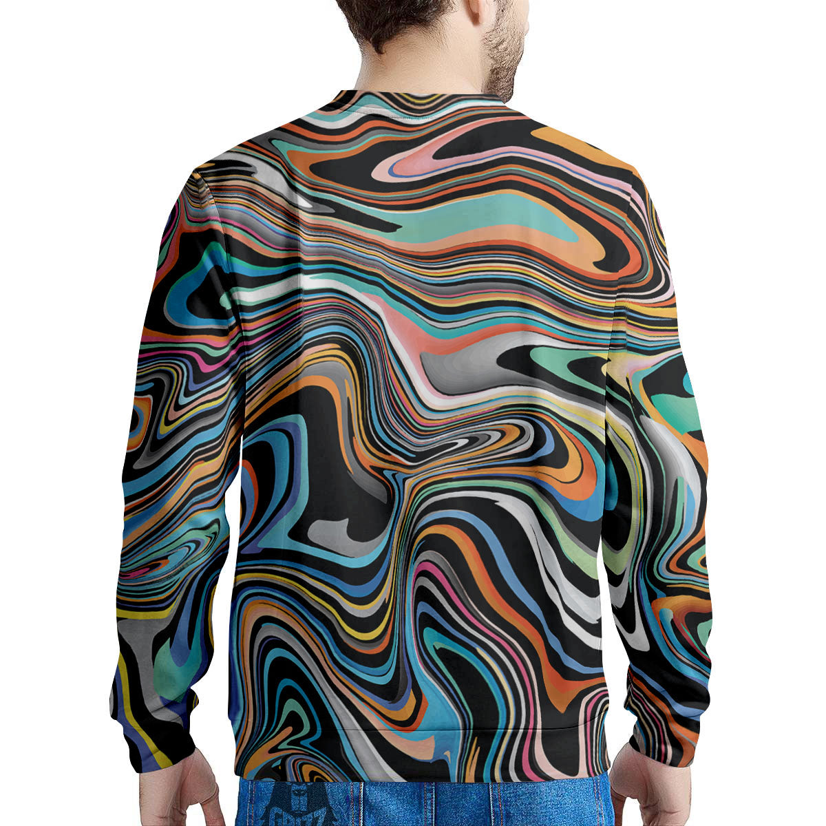 Wavy Psychedelic Print Pattern Men's Sweatshirt-grizzshop