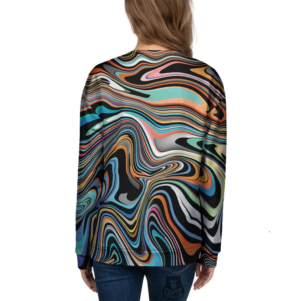 Wavy Psychedelic Print Pattern Women's Sweatshirt-grizzshop