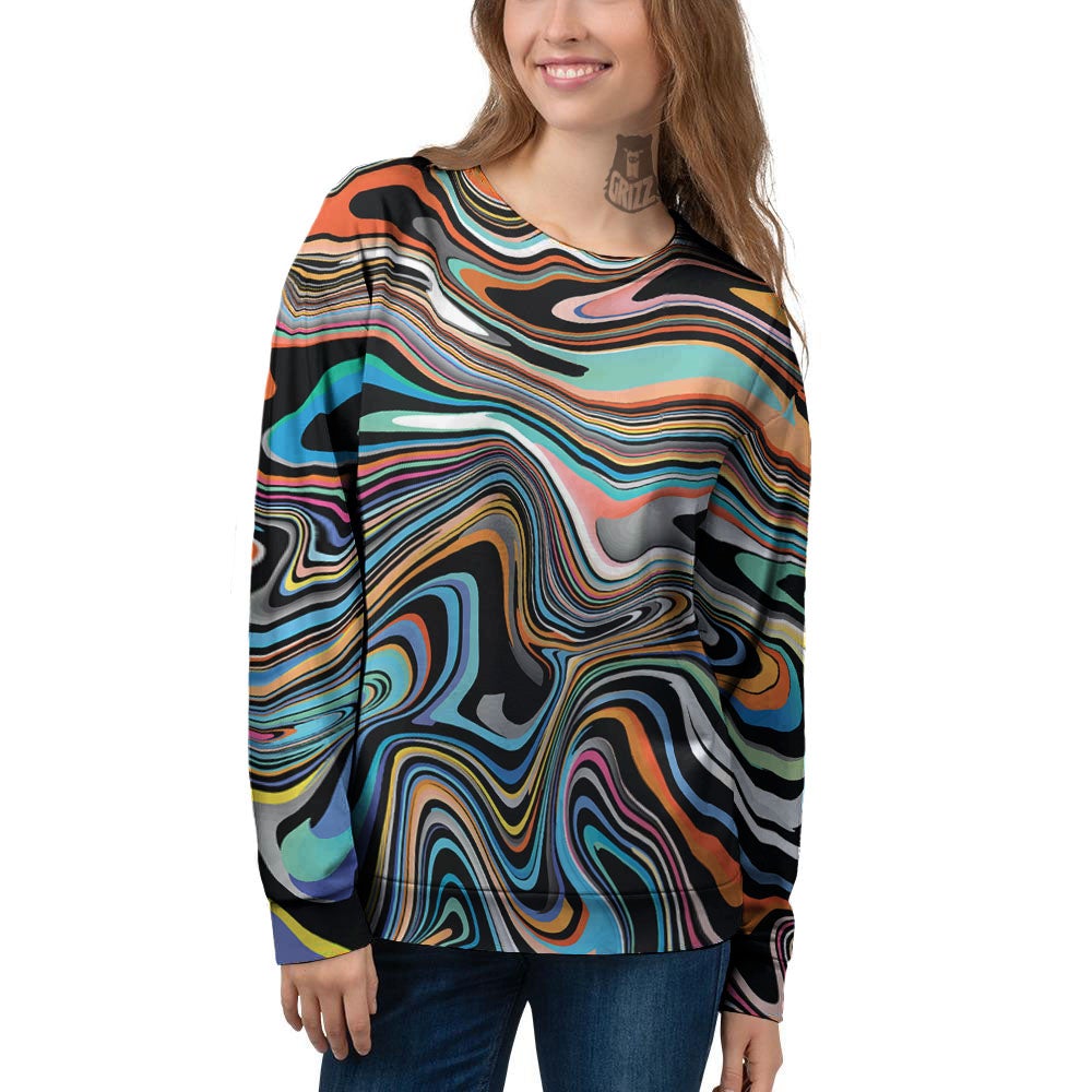 Wavy Psychedelic Print Pattern Women's Sweatshirt-grizzshop