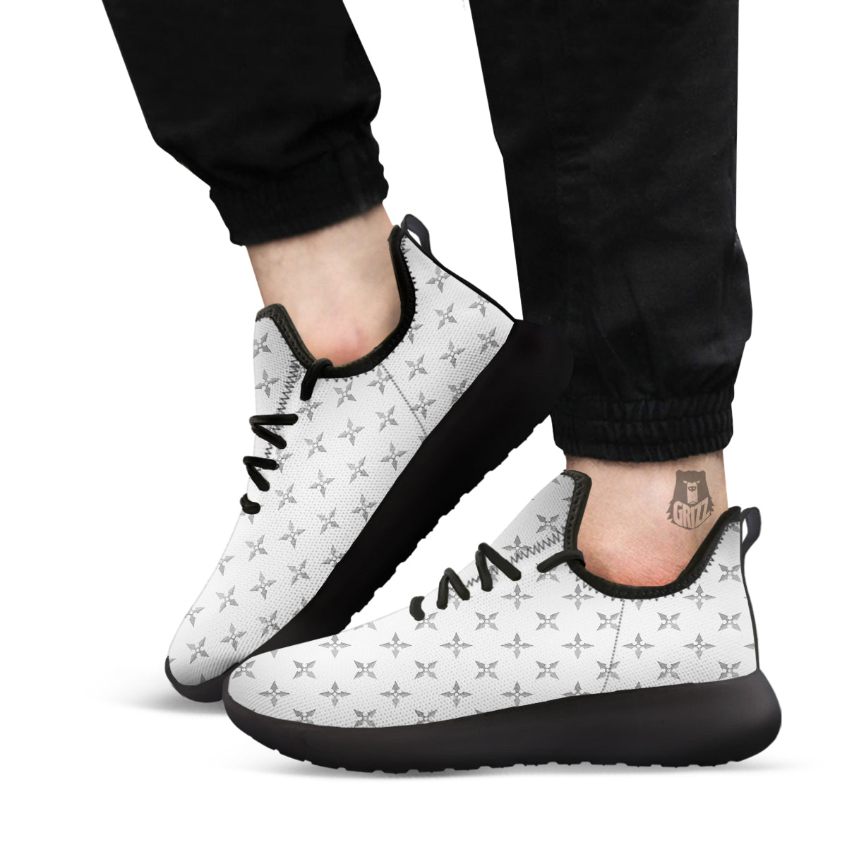 Weapon Ninja Print Pattern Black Athletic Shoes-grizzshop