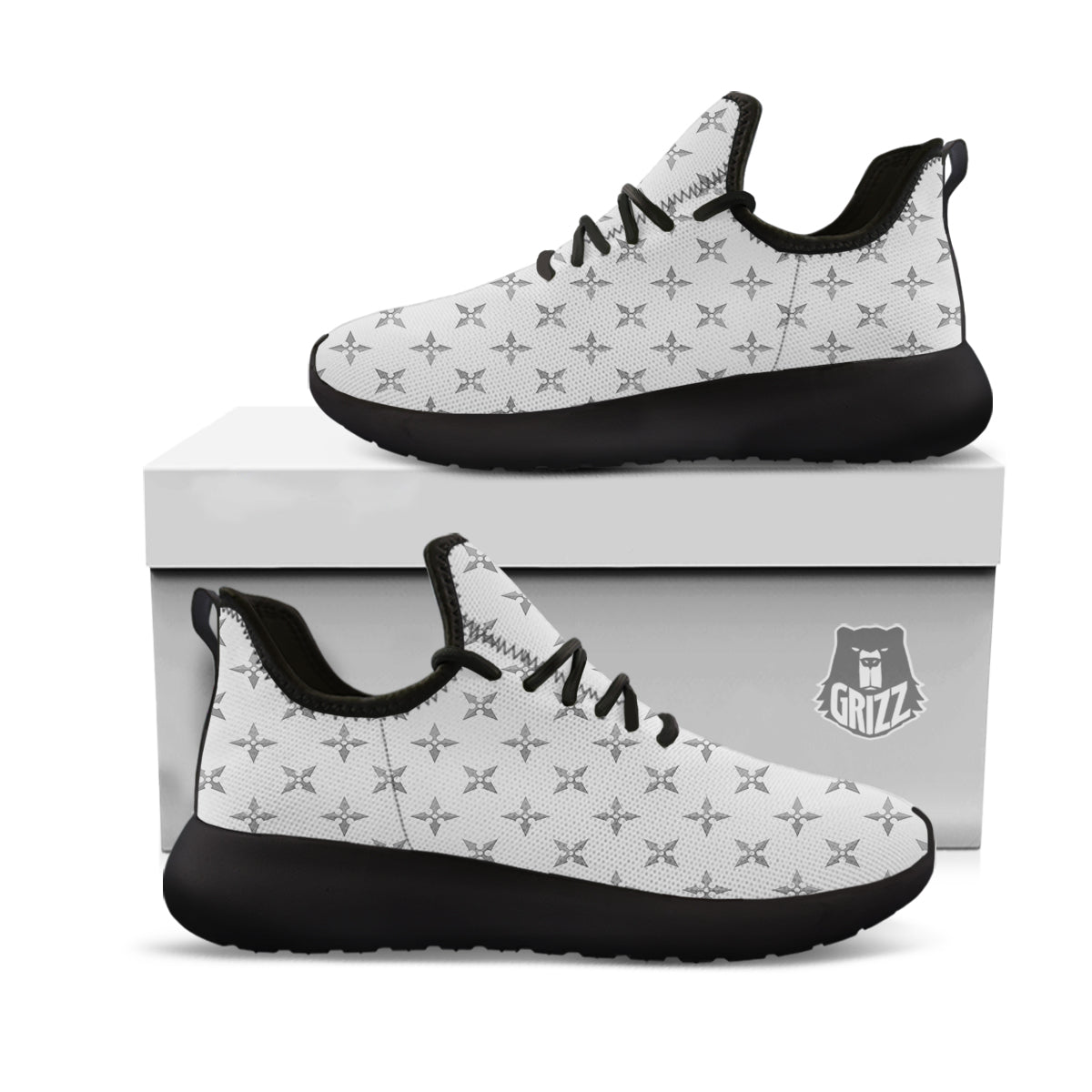 Weapon Ninja Print Pattern Black Athletic Shoes-grizzshop