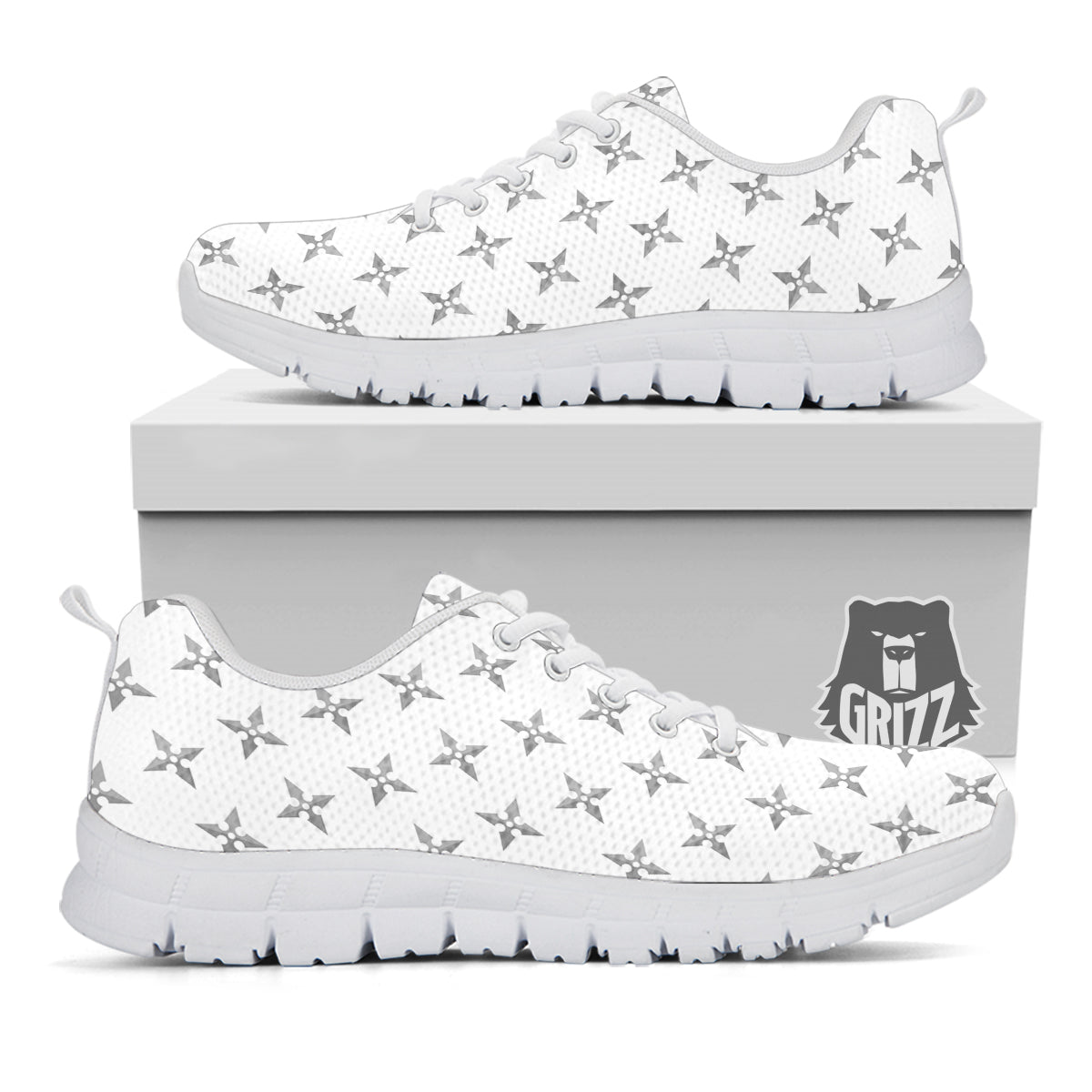 Weapon Ninja Print Pattern White Sneaker-grizzshop