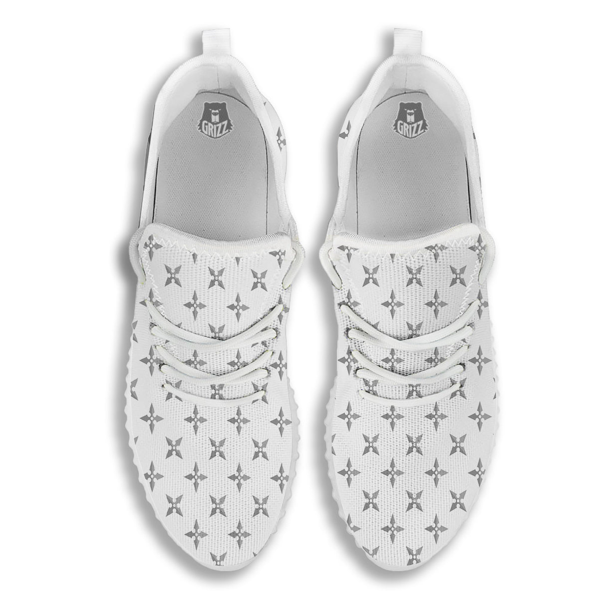 Weapon Ninja Print Pattern White Walking Shoes-grizzshop