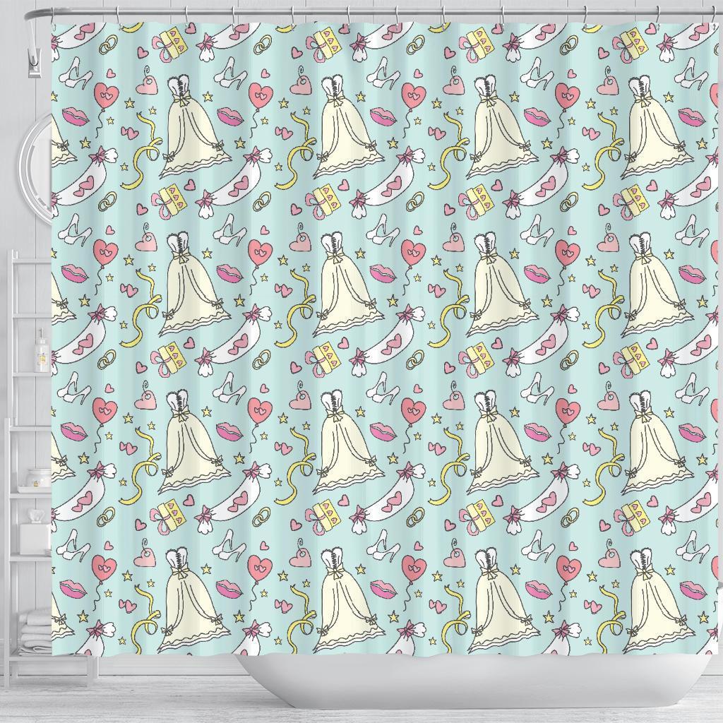 Wedding Pastel Pattern Print Bathroom Shower Curtain-grizzshop