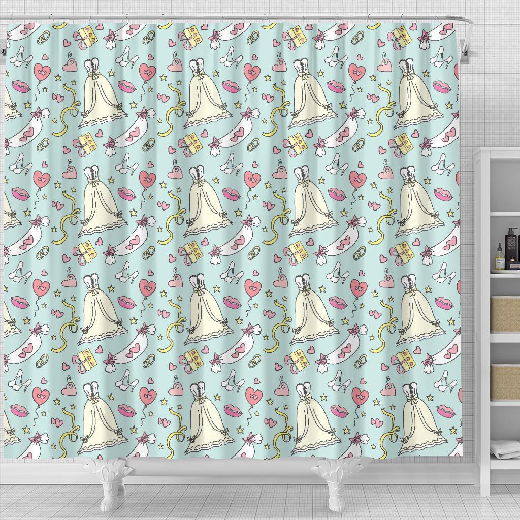 Wedding Pastel Pattern Print Bathroom Shower Curtain-grizzshop