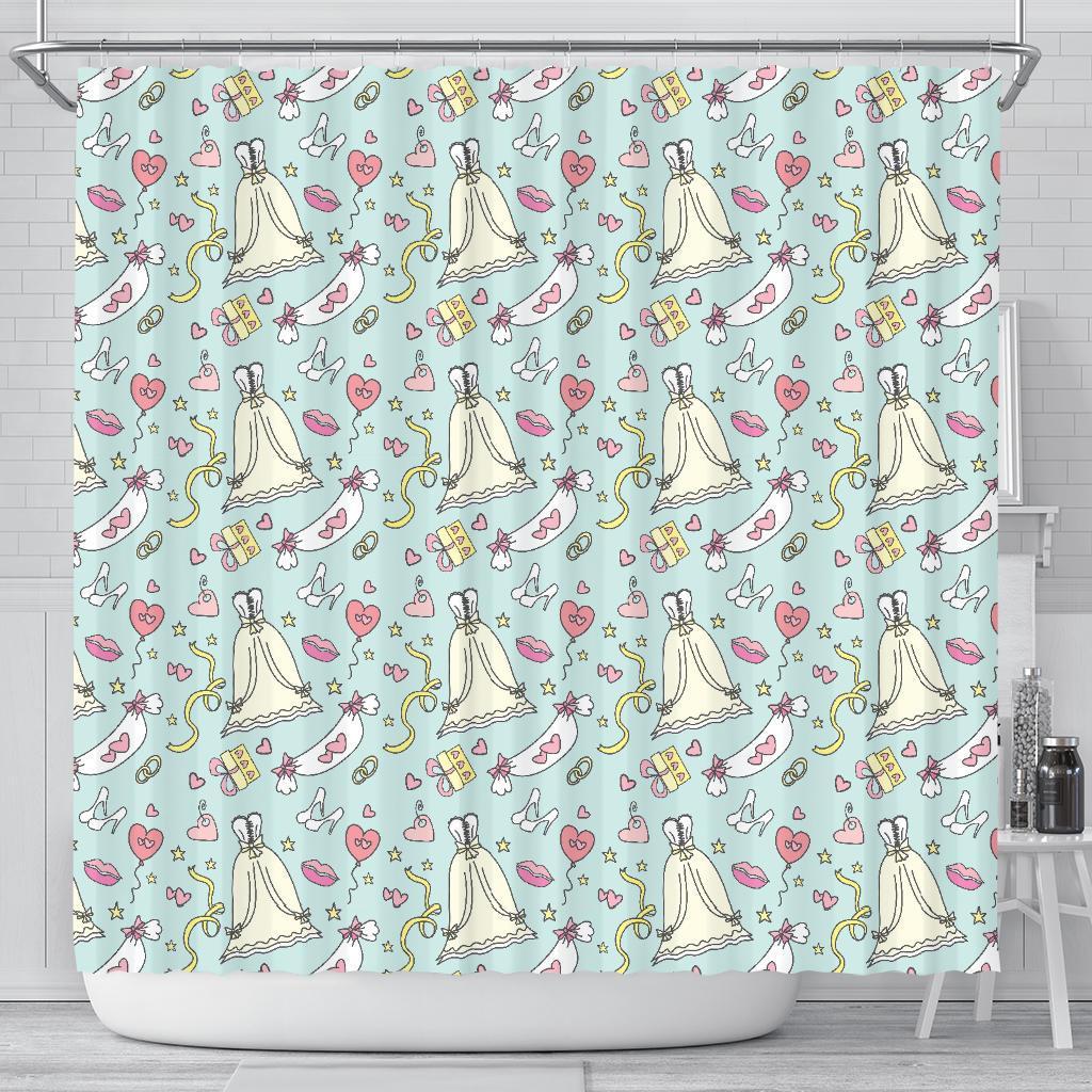 Wedding Pastel Pattern Print Bathroom Shower Curtain-grizzshop