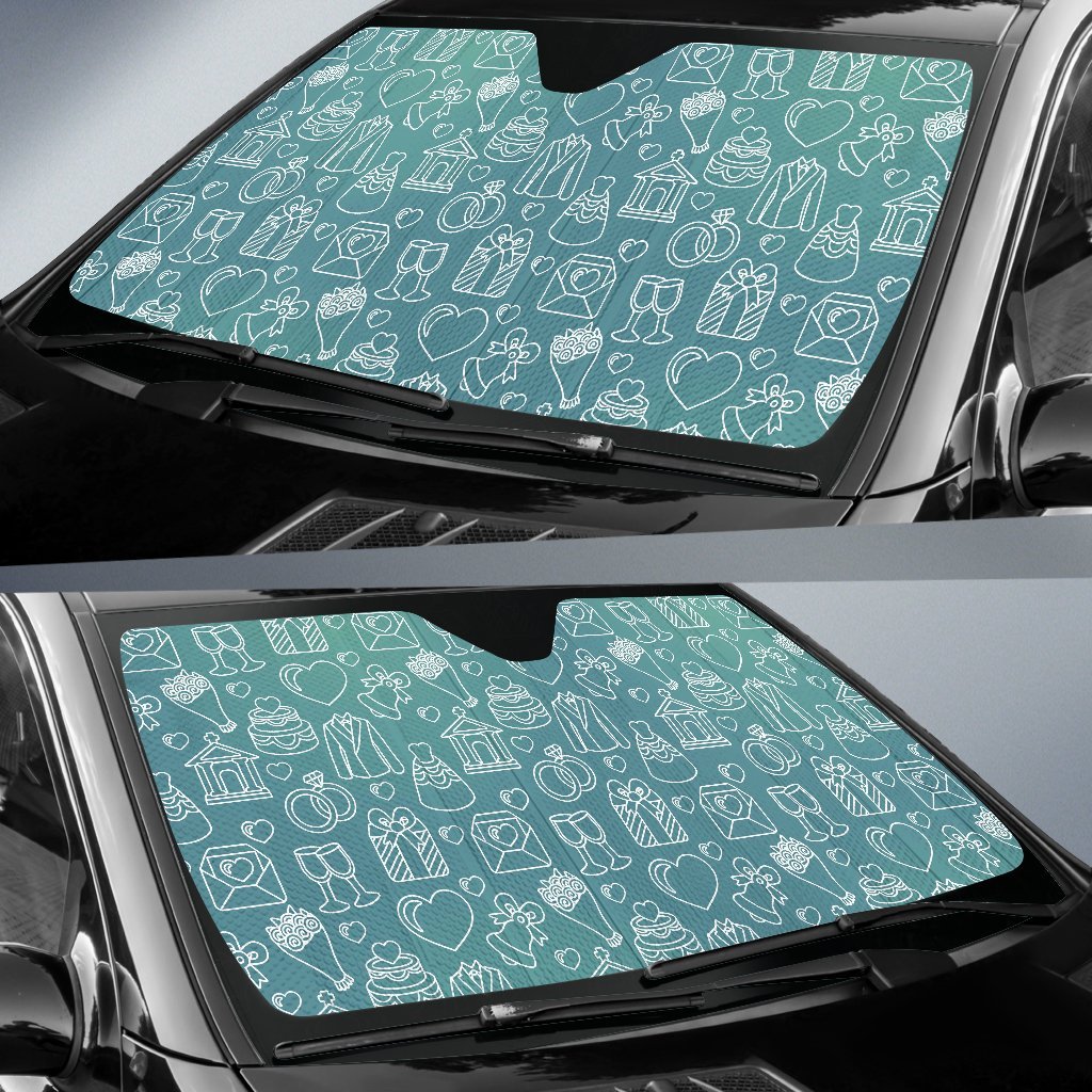 Wedding Pattern Print Car Sun Shade-grizzshop