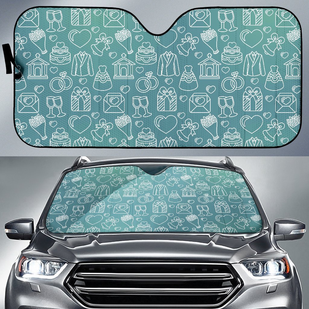 Wedding Pattern Print Car Sun Shade-grizzshop