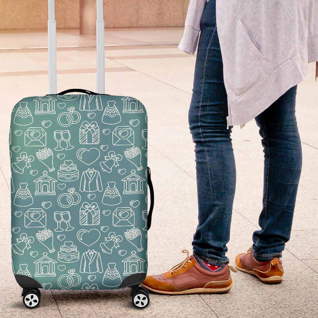 Wedding Pattern Print Luggage Cover Protector-grizzshop