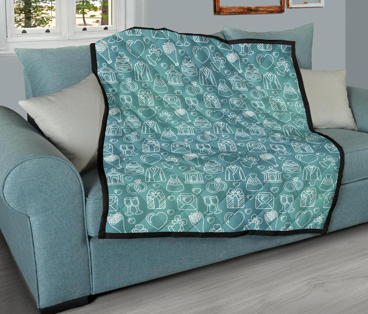 Wedding Pattern Print Quilt-grizzshop