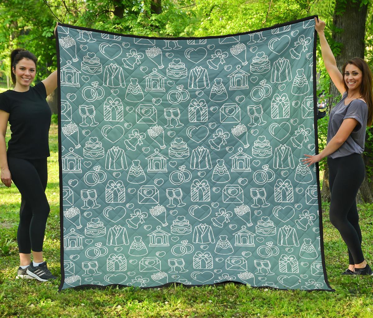 Wedding Pattern Print Quilt-grizzshop