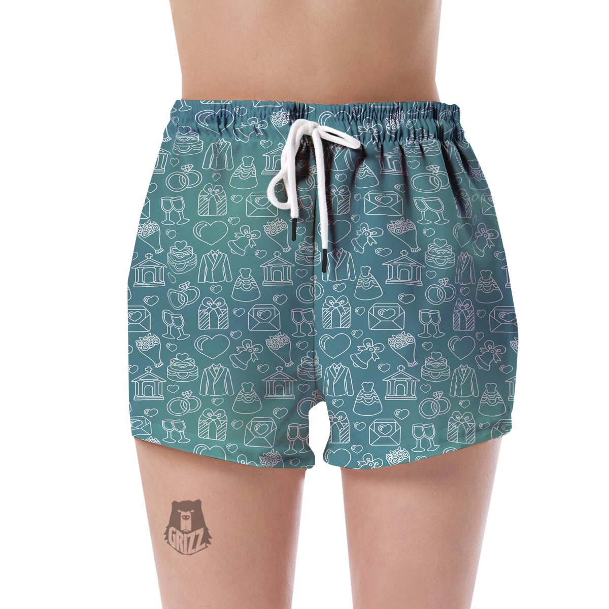 Wedding Pattern Print Women's Shorts-grizzshop
