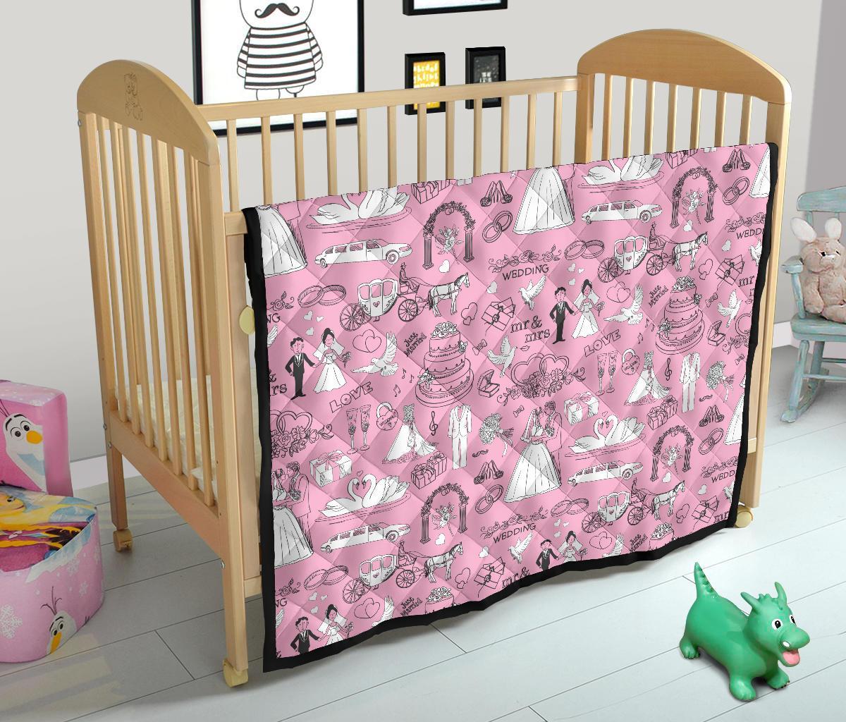 Wedding Pink Pattern Print Quilt-grizzshop