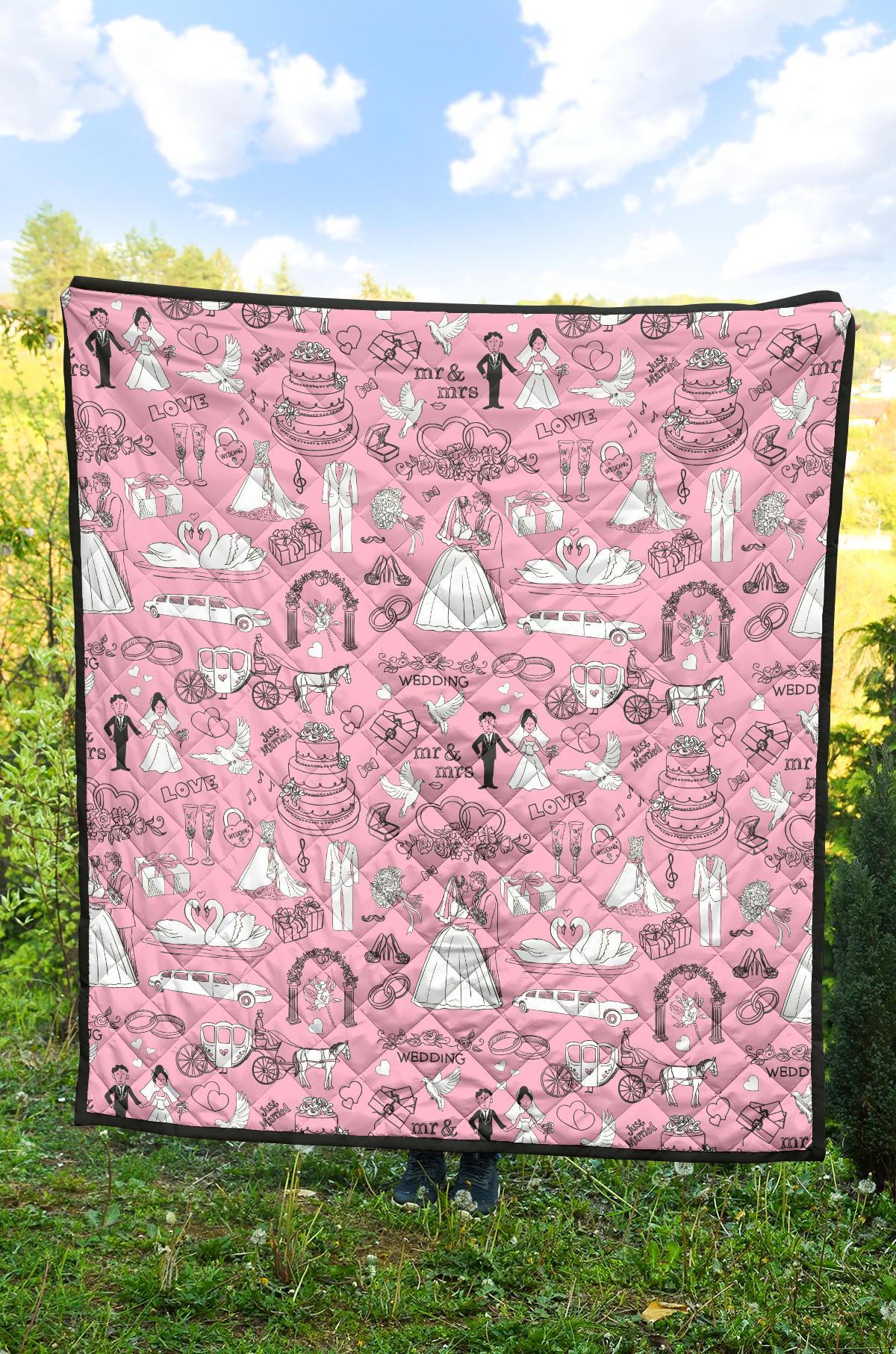 Wedding Pink Pattern Print Quilt-grizzshop