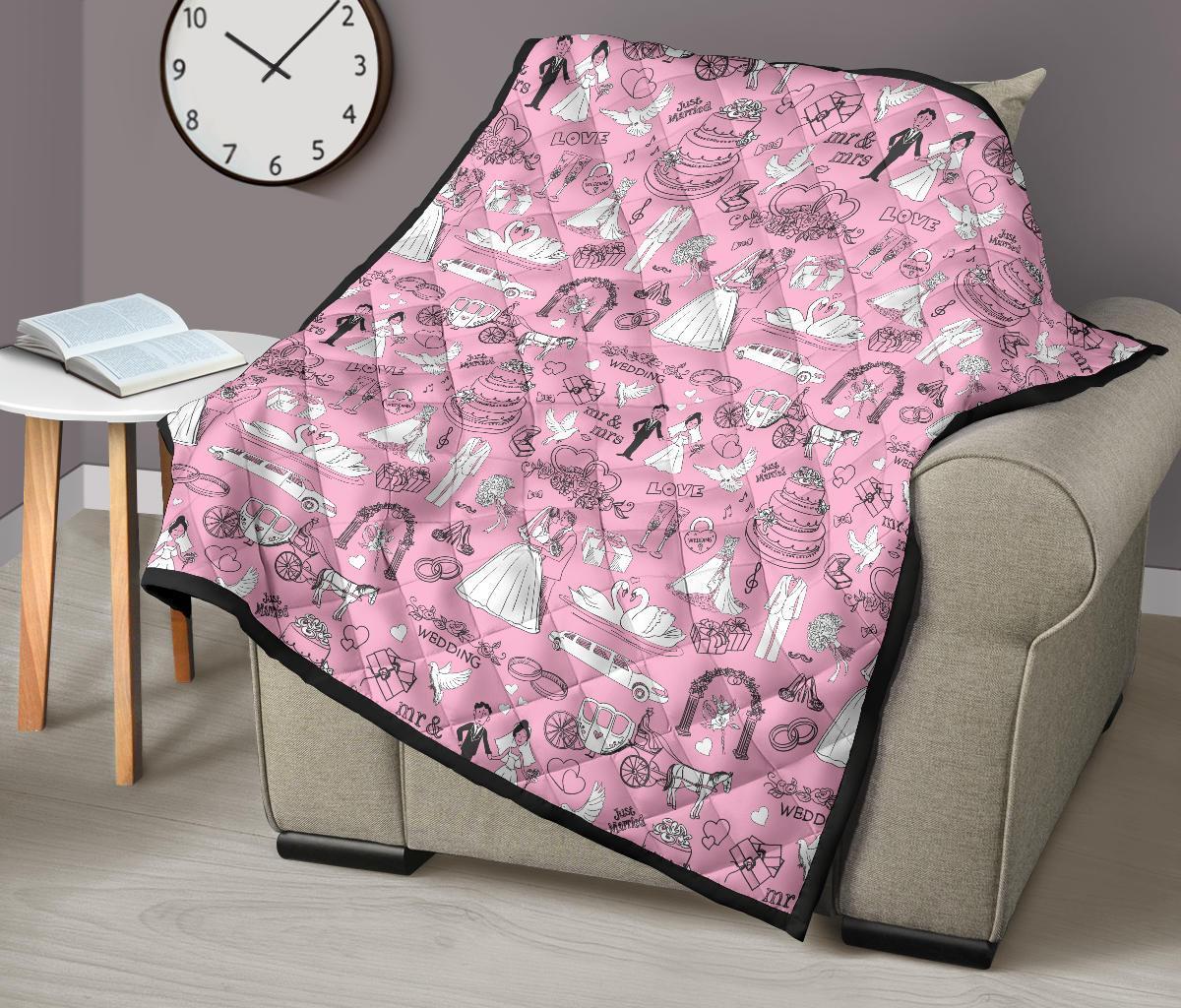 Wedding Pink Pattern Print Quilt-grizzshop