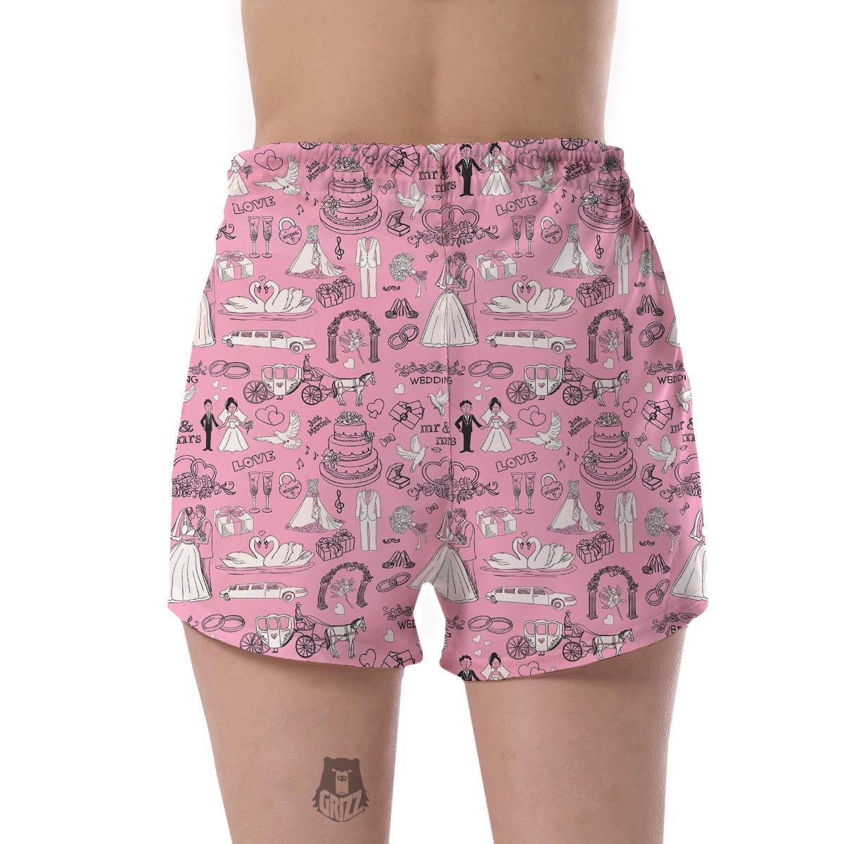 Wedding Pink Pattern Print Women's Shorts-grizzshop