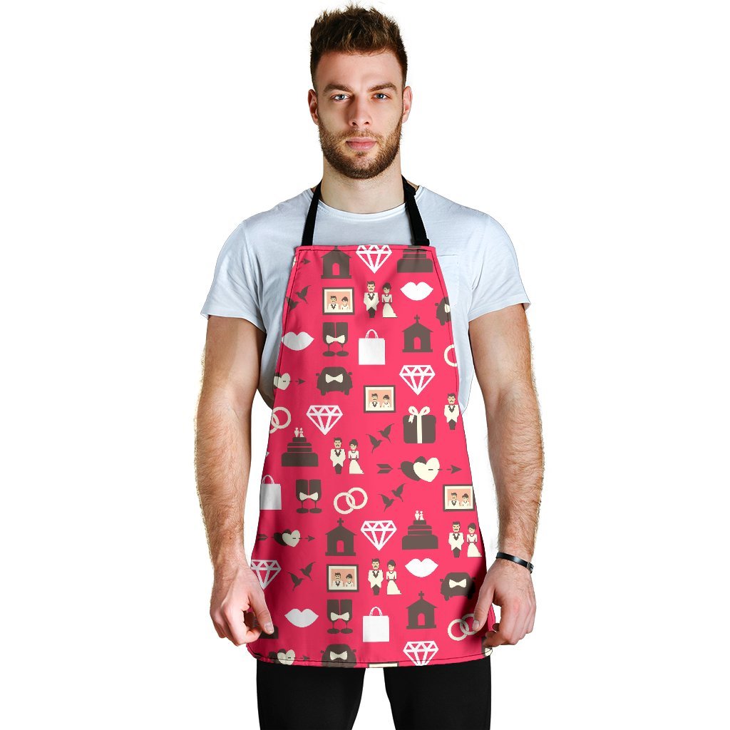 Wedding Pink Print Pattern Men's Apron-grizzshop