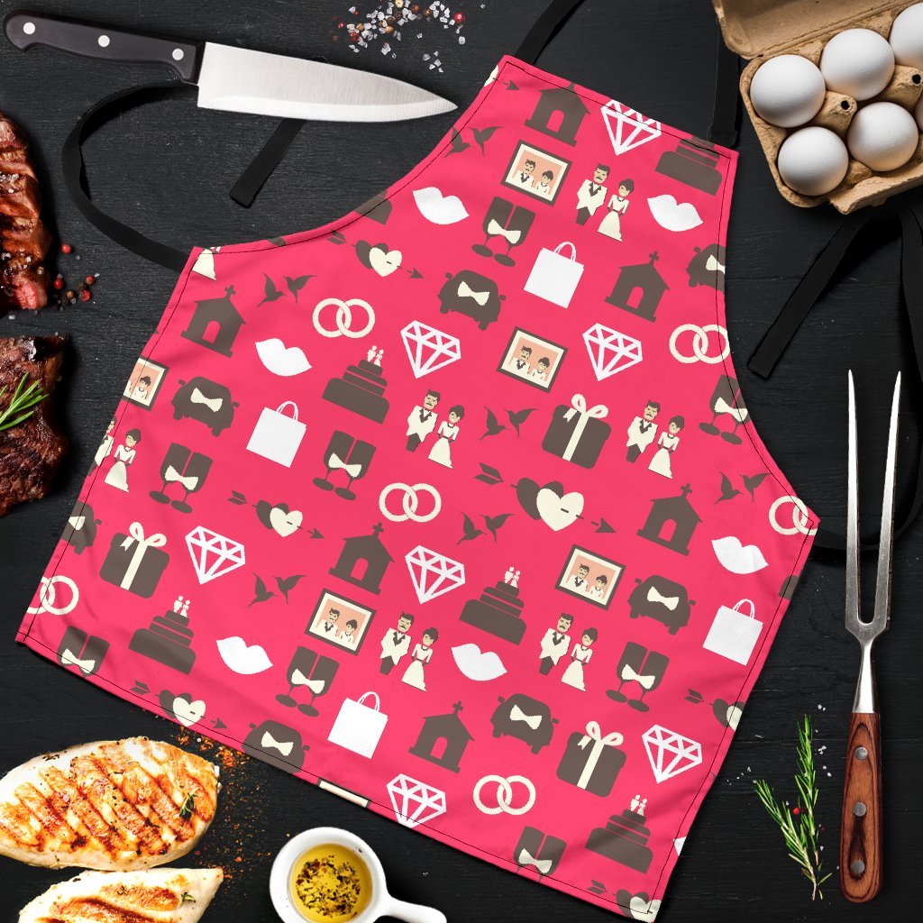 Wedding Pink Print Pattern Men's Apron-grizzshop