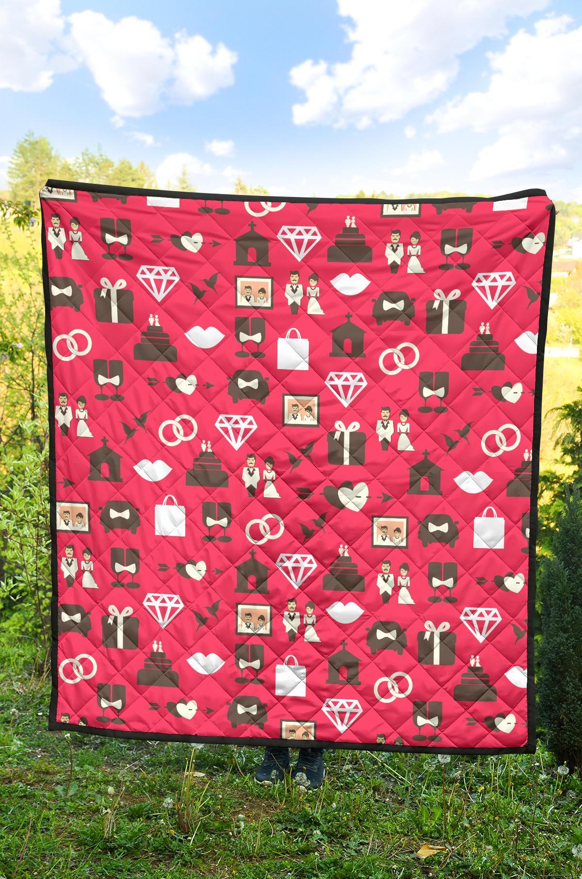 Wedding Pink Print Pattern Quilt-grizzshop
