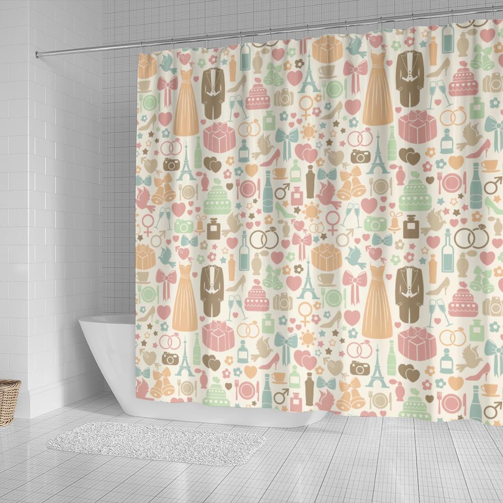 Wedding Print Pattern Bathroom Shower Curtain-grizzshop