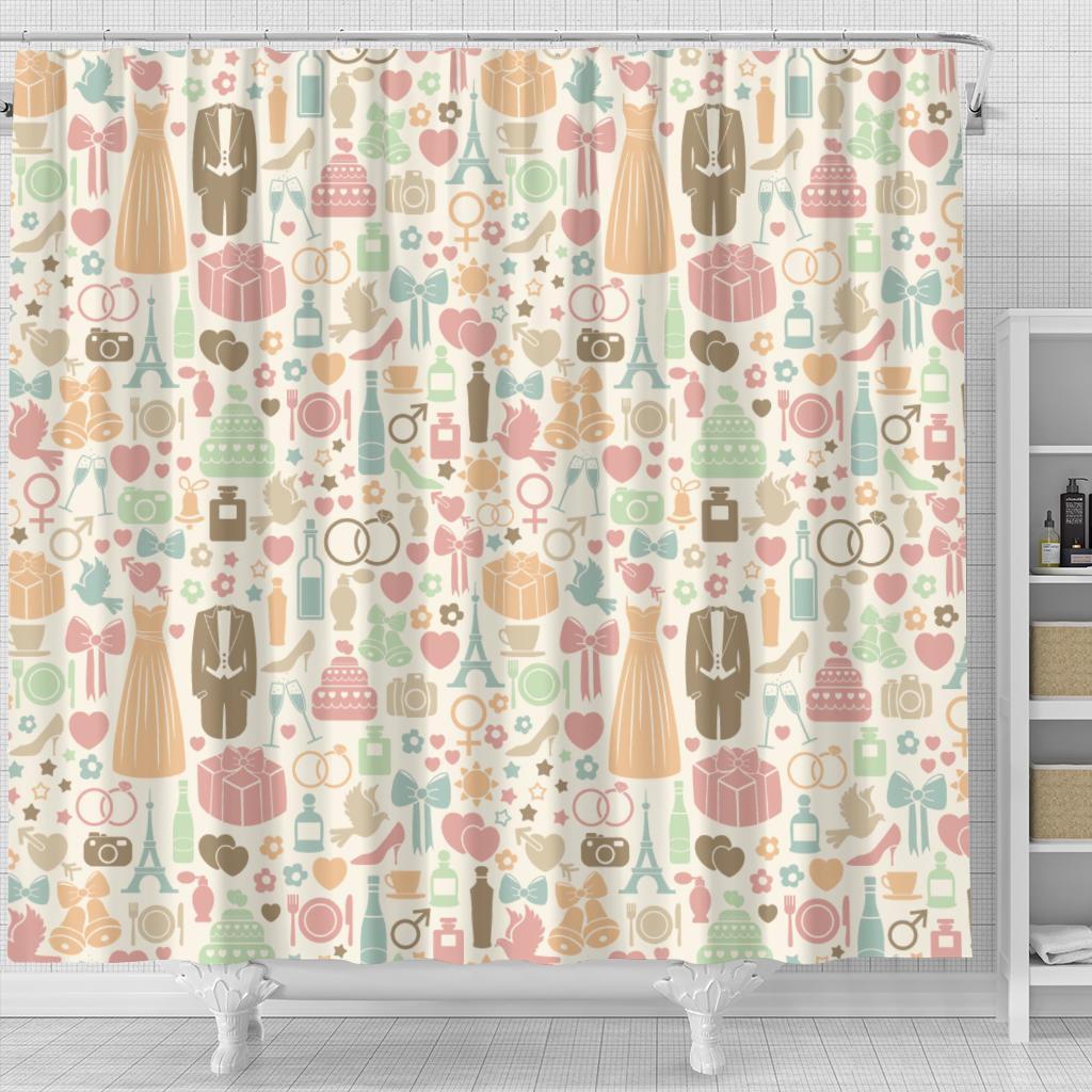 Wedding Print Pattern Bathroom Shower Curtain-grizzshop