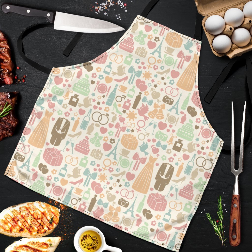 Wedding Print Pattern Men's Apron-grizzshop