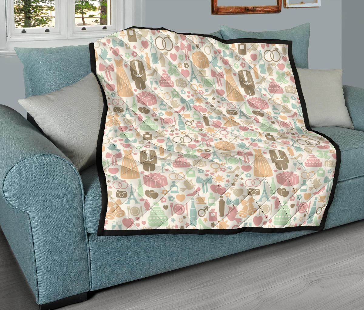 Wedding Print Pattern Quilt-grizzshop